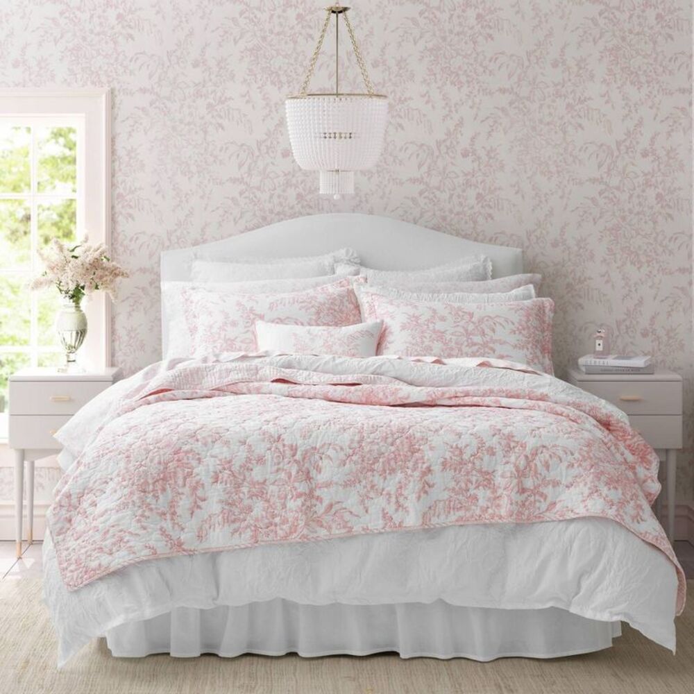 3pc Full/Queen Bedford Cotton Quilt Set Pink - Laura Ashley